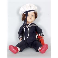 Varia : Charakterpuppe. Matrose. Masse-Gliederkörper. Kurbelkopf mit Schlafaugen und offenem Mund. P