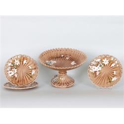 Fayencen - Steingut - Steinzeug : Anbietschale. Majolika, braun glasiert und farbig bemalt. Runder S