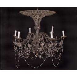 Möbel - Einrichtung : Glaslüster. Balusterartiges, filigran besetztes Gestell mit sechs geschwungene