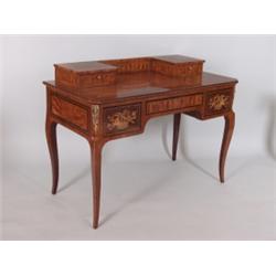 Möbel - Einrichtung : Bureau plat. Palisander und Rosenholz auf Eiche furniert. Rechteckiger, dreisc