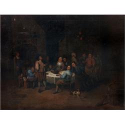 Gemälde - Graphik : Niederlande, 17. Jh. Bäuerliche Gesellschaft, versammelt um einen weiß gedeckten