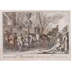 Gemälde - Graphik : Johann Elias Ridinger. Ulm 1698-1767 Augsburg. "Ausschlagen". Blatt 17. Wie vorh