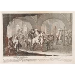 Gemälde - Graphik : Johann Elias Ridinger. Ulm 1698-1767 Augsburg. "Die Pferde zum Schießen zu gewöh