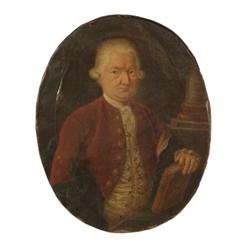 Gemälde - Graphik : Süddeutsch, 18. Jh. Ovales Halbportrait. Rückseitig undeutlich bez: Friderig Kas