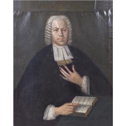 Gemälde - Graphik : Deutsch, 1.H. 18.Jh. Halbportrait eines Geistlichen mit weißer Alongeperücke und