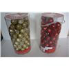 Image 1 : TWO TUBES OF RED AND GOLD CHRISTMAS ORNAMENTS