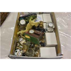 BOX OF NOVELTY GIFTWARE AND NOVELTY DESK CLOCKS