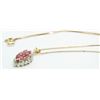 Image 2 : 10 Kt Yellow Gold Diamond & Ruby Marquise Shaped Pendant - 18" Chain