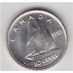 1952 Canada ICCS Graded Silver 10-Cent Dime Coin - MS-64, Rotated