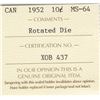 Image 3 : 1952 Canada ICCS Graded Silver 10-Cent Dime Coin - MS-64, Rotated