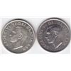 Image 2 : 2 x 1950 Canada Water Line Varient Silver $1 Dollar Coins