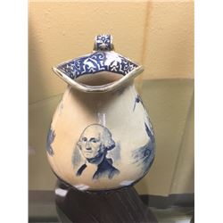 Buffalo Pottery, Blue & White Ceramic Pitcher c.1906