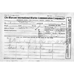 (TITANIC SURVIVOR`S TELEGRAM)