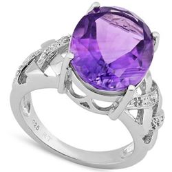 Natural Amethyst & Diamond Ring