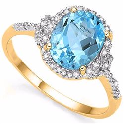 Natural Sky Blue Topaz & Diamond Ring