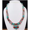 Image 1 : Tibet Hand Made Natural Turquoise & Coral Necklace