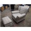Image 2 : Flower Pattern Arm Chair 37"x27"x25" And Matching Foot Stool