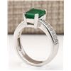 Image 3 : 2.06 CTW Natural Emerald And Diamond Ring In 14k White Gold