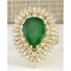 7.82 CTW Natural Emerald And Diamond Ring In 14k Yellow Gold