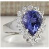 Image 2 : 5.10CTW Natural Tanzanite And Diamond Ring 14K Solid White Gold