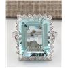 Image 1 : 12.29 CTW Natural Aquamarine And Diamond Ring In 14k White Gold