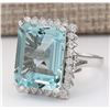 Image 2 : 12.29 CTW Natural Aquamarine And Diamond Ring In 14k White Gold