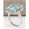Image 3 : 12.29 CTW Natural Aquamarine And Diamond Ring In 14k White Gold