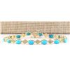 Image 1 : 5.31 CTW Natural Turquoise And Diamond Bracelet In 14k Yellow Gold