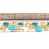 Image 2 : 5.31 CTW Natural Turquoise And Diamond Bracelet In 14k Yellow Gold