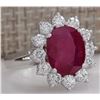 Image 2 : 4.03CTW Natural Red Ruby Diamond Ring 14K Solid White Gold
