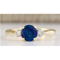 1.40 CTW Natural Sapphire And Diamond Ring In 14k Yellow Gold