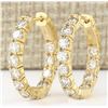 Image 1 : 3.25 CTW Natural Diamond Hoop Earrings 14k Solid Yellow Gold