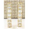 Image 2 : 3.25 CTW Natural Diamond Hoop Earrings 14k Solid Yellow Gold