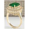 Image 3 : 3.11Ct Natural Emerald And Diamond Ring In14K Solid Yellow Gold