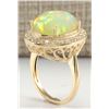 Image 3 : 7.21CTW Natural Opal And Diamond Ring In 14K Solid Yellow Gold