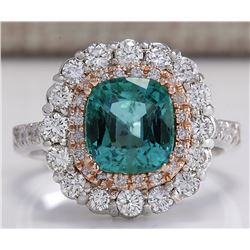 3.26 CTW Natural Emerald And Diamond Ring 14k Solid White Gold