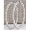 Image 1 : 4.23CTW Natural Diamond Hoop Earrings 14K Solid White Gold