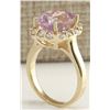 Image 3 : 8.06CTW Natural Kunzite And Diamond Ring 14K Solid Yellow Gold