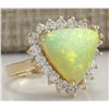 Image 2 : 4.77CTW Natural Opal And Diamond Ring In 14K Solid Yellow Gold