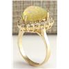 Image 3 : 4.77CTW Natural Opal And Diamond Ring In 14K Solid Yellow Gold