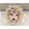 Image 1 : 3.75CTW Natural Morganite And Diamond Ring 14K Solid Yellow Gold
