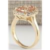 Image 3 : 3.75CTW Natural Morganite And Diamond Ring 14K Solid Yellow Gold