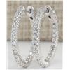 Image 1 : 1.26CTW Natural Diamond Hoop Earrings In 14K White Gold