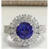 Image 1 : 4.03CTW Natural Blue Tanzanite And Diamond Ring In 14K White Gold