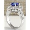 Image 3 : 4.03CTW Natural Blue Tanzanite And Diamond Ring In 14K White Gold