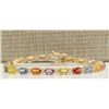 Image 1 : 12.74CTW Natural Sapphire And Diamond Bracelet In 14K Solid Yellow Gold