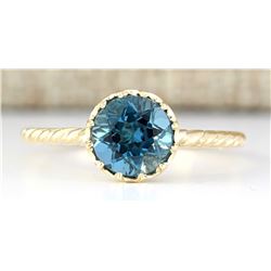 1.50 CTW Natural London Blue Topaz And Diamond Ring In 14k Yellow Gold