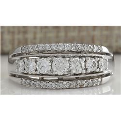 1.00 CTW Natural Diamond Ring In14K Solid White Gold