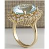 Image 3 : 13.65CTW Natural Aquamarine And Diamond Ring In 14K Solid Yellow Gold