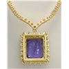 Image 2 : 22.92 CTW Natural Tanzanite And Diamond Necklace In 14K Yellow Gold